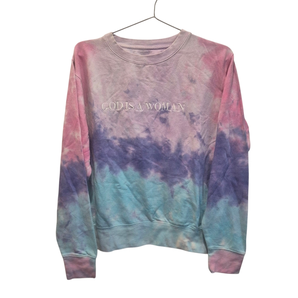 Ariana Grande 2018 Tie Dye Sweater God Is A Woman Size Small Pink Purple Blue